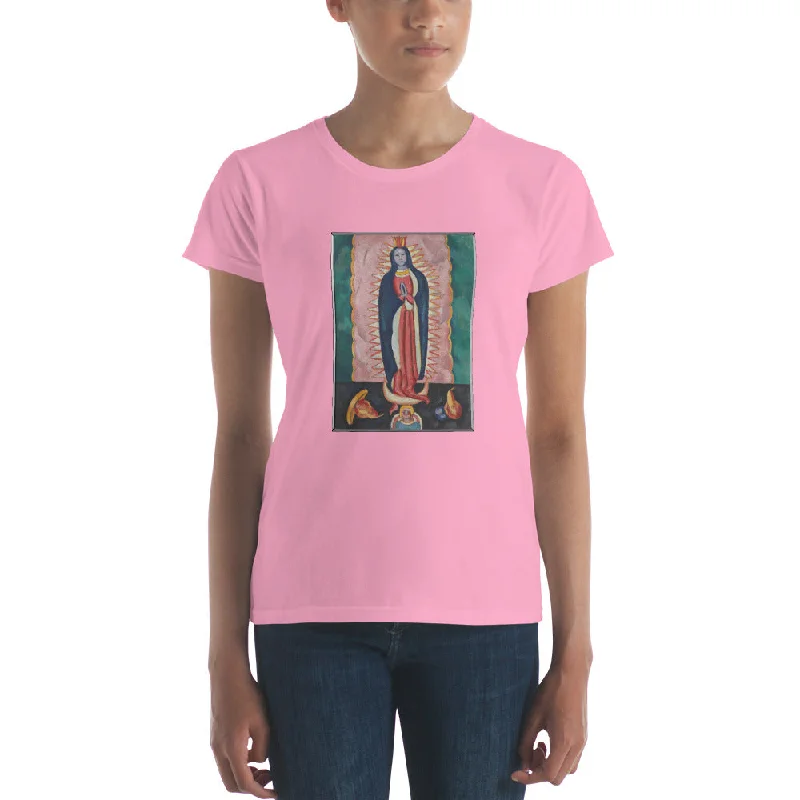 Our Lady of Guadalupe Women's T-Shirt Sequined Glittery Shiny Sequined Glittery Shiny