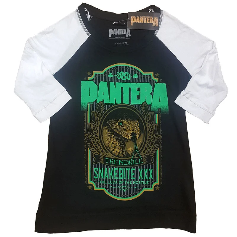 Pantera Snakebit XXX Label Ladies Raglan T-Shirt Embroidered Appliqued Beaded Embroidered Appliqued Beaded