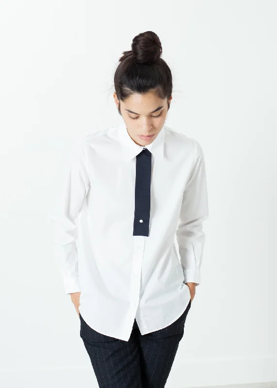 Pau Shirt in White Zippered Buttoned Snapped Zippered Buttoned Snapped