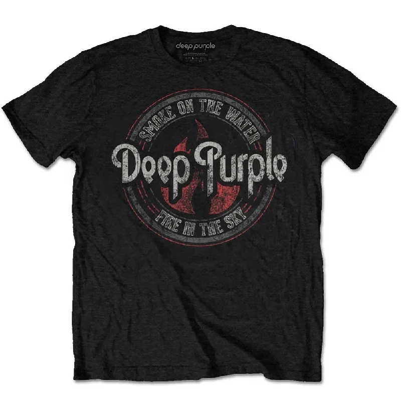 SALE | Deep Purple | Official Band T-Shirt | Smoke Circle Graphic T-Shirt Round Neck Polyester Graphic T-Shirt Round Neck Polyester