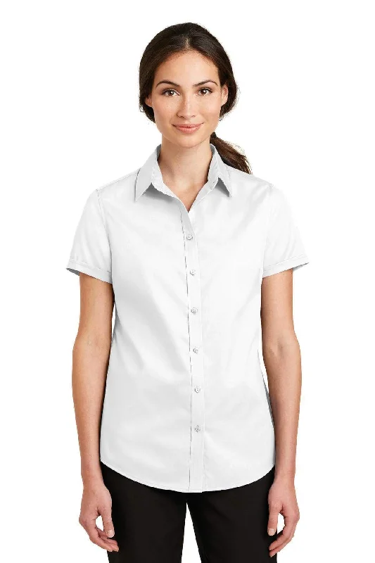 Port Authority Ladies Short Sleeve SuperPro Twill Shirt. L664 Mesh Fabric Canvas Fabric Denim Fabric Mesh Fabric Canvas Fabric Denim Fabric