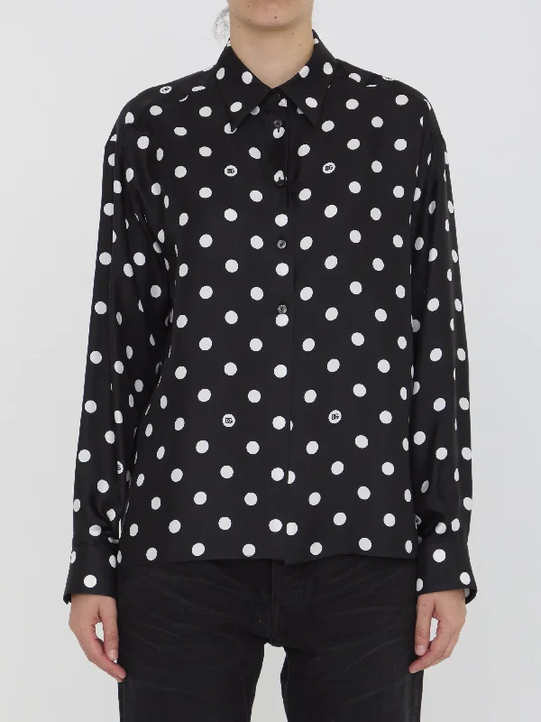 Shirt With Polka-dot Print Graphic T-Shirt Round Neck Polyester Graphic T-Shirt Round Neck Polyester