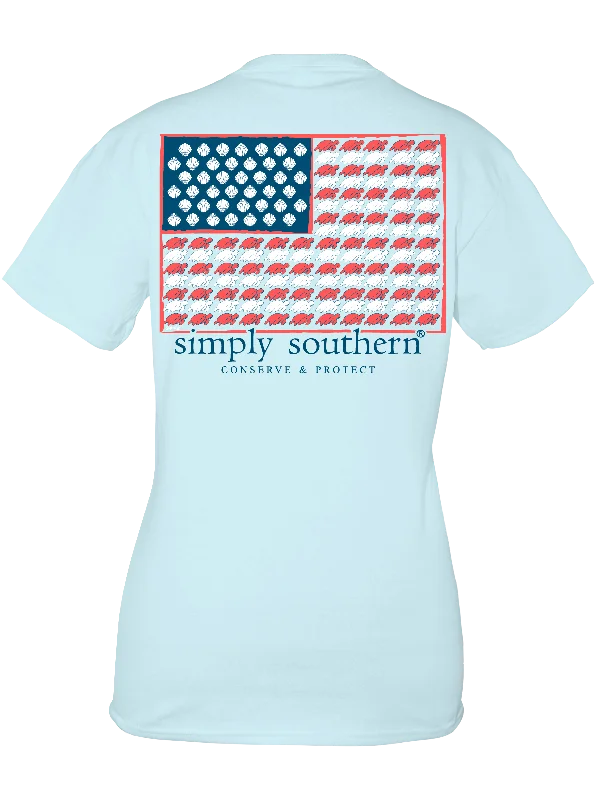 Turtle American Flag Short Sleeve Tee Modern Contemporary Chic Modern Contemporary Chic