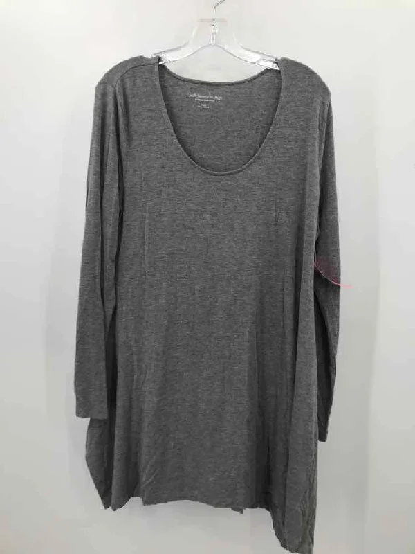 Pre-Owned Soft Surroundings Grey Size Large T-shirt Terry Blend Velvet Blend Canvas Blend Terry Blend Velvet Blend Canvas Blend