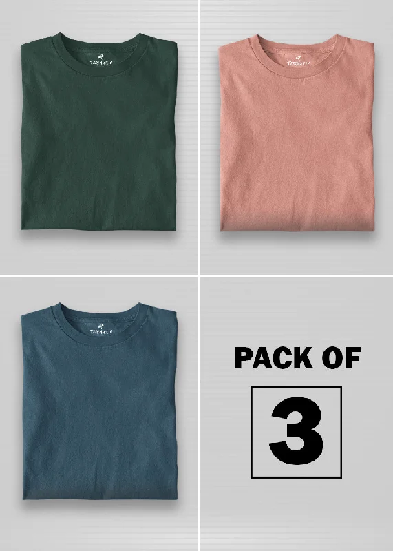 Solid Half Sleeve T-Shirt Women Combo - Pack of 3 V-Neck T-Shirt Long Sleeve Cotton V-Neck T-Shirt Long Sleeve Cotton