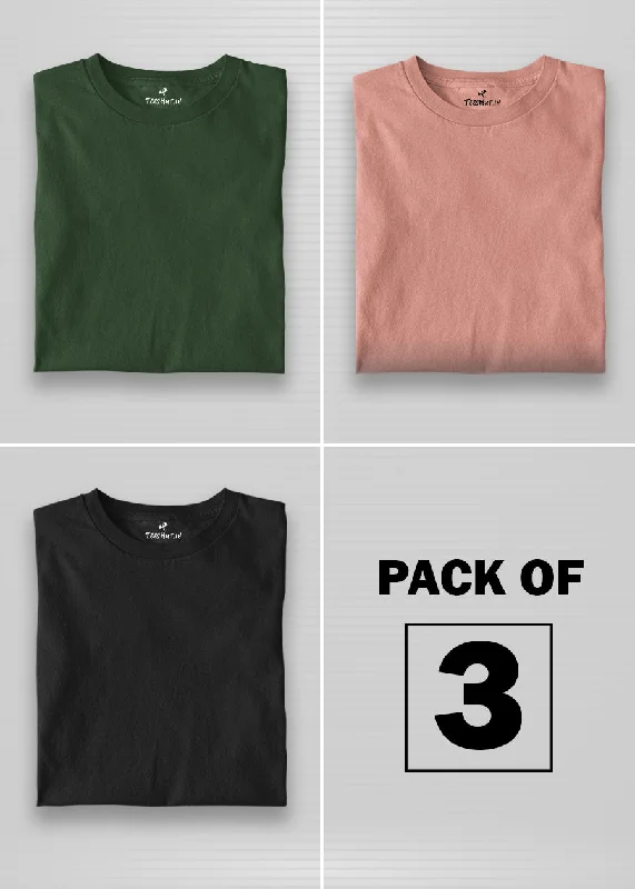 Solid Half Sleeve T-Shirt Women Combo - Pack of 3 Thin T-Shirt Open Front Quick Dry Thin T-Shirt Open Front Quick Dry