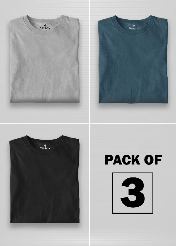 Solid Half Sleeve T-Shirt Women Combo - Pack of 3 Casual Formal Business Casual Formal Business