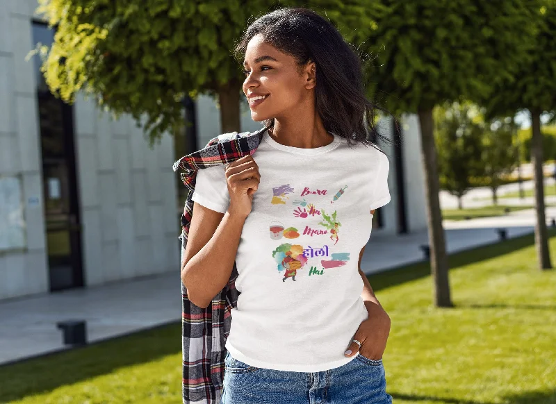 Summer T-shirt for Ladies ( Bura Na Maano Holi Hai Dancing Dhol ) Polka Dot Checkered Tartan Polka Dot Checkered Tartan Summer T-shirt for Ladies ( Bura Na Maano Holi Hai Dancing Dhol ) Polka Dot Checkered Tartan Polka Dot Checkered Tartan