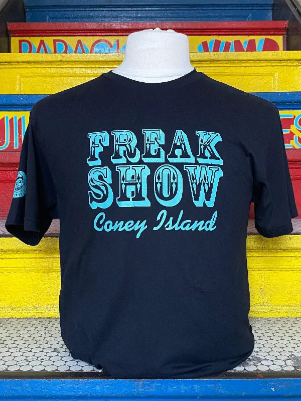 T-Shirt - Freak Show Black and Teal - Unisex Satin Fabric Silk Fabric Chiffon Fabric Satin Fabric Silk Fabric Chiffon Fabric