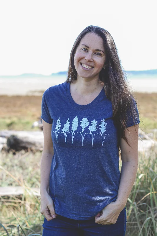 TREELINE - Women's Eco Tee - Heather Navy SALE V-Neck T-Shirt Long Sleeve Cotton V-Neck T-Shirt Long Sleeve Cotton