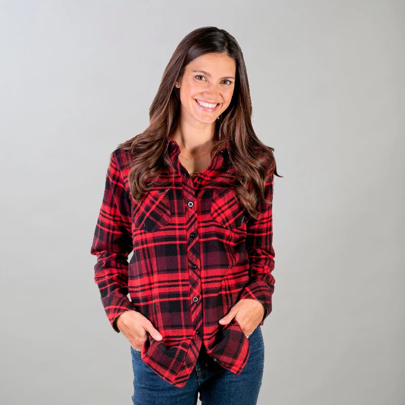 Women's Every Day Flannel Shirt- Western Red Welt Pockets Slit Pockets Flap Pockets Welt Pockets Slit Pockets Flap Pockets Women's Every Day Flannel Shirt- Western Red Welt Pockets Slit Pockets Flap Pockets Welt Pockets Slit Pockets Flap Pockets