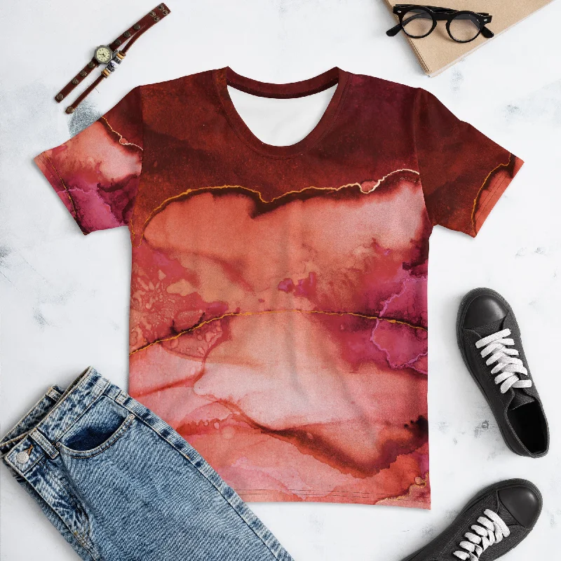 Women's T-shirt "Beautiful Marble - Garnet" Ribbed Striped Patterned Ribbed Striped Patterned Women's T-shirt "Beautiful Marble - Garnet" Ribbed Striped Patterned Ribbed Striped Patterned