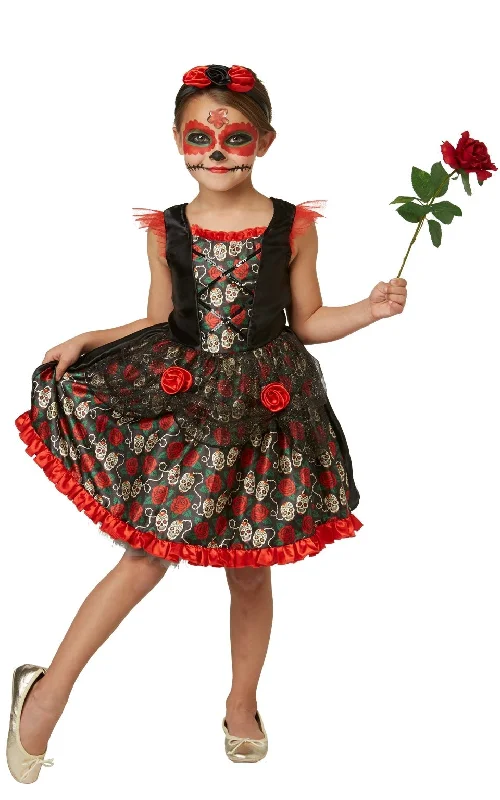 Day Of The Dead Girls Costume Red Rose Dress Tunics Luxurious high-end Tunics Luxurious high-end Day Of The Dead Girls Costume Red Rose Dress Tunics Luxurious high-end Tunics Luxurious high-end